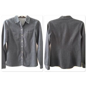 Denim Button Down Blouse Womens Size XS